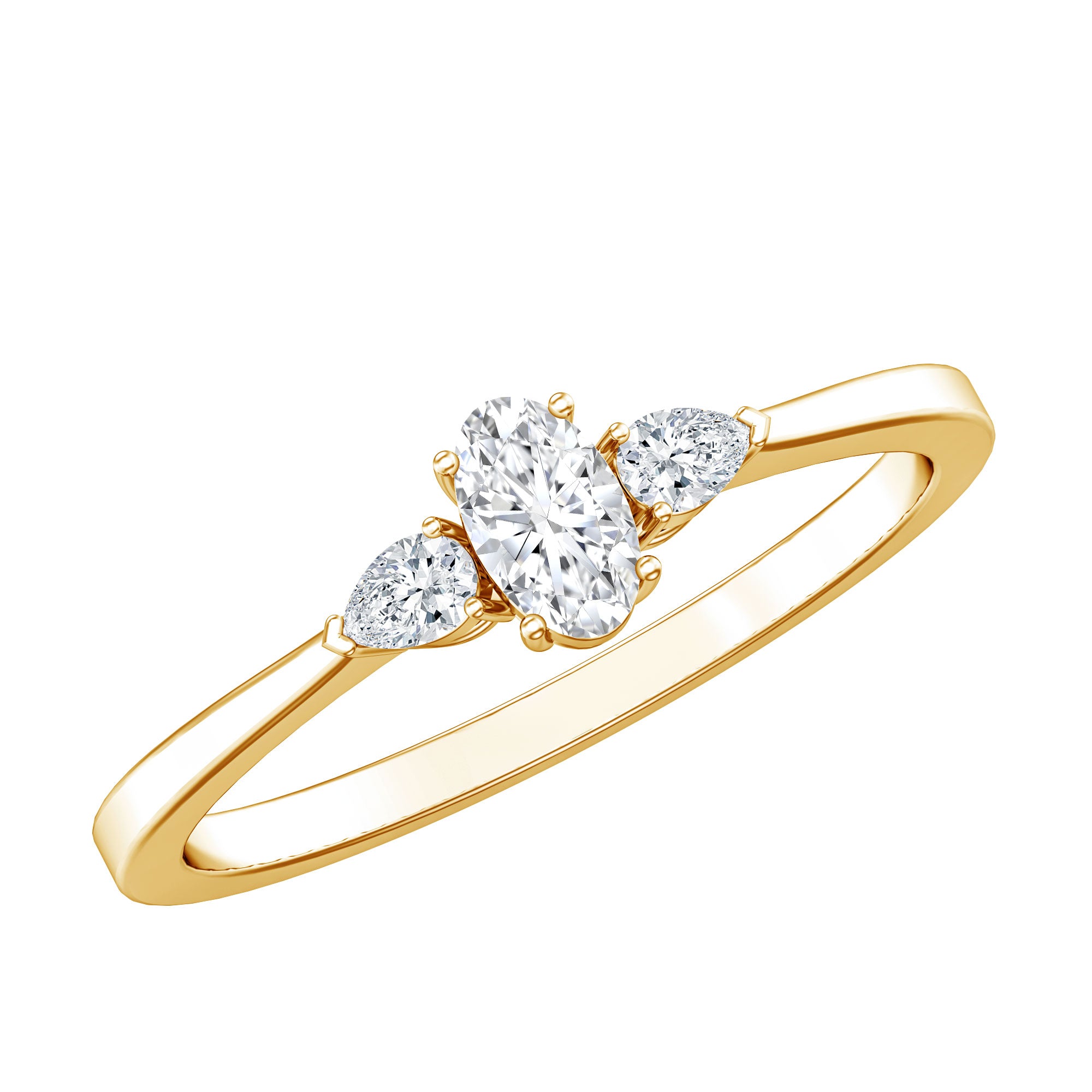 Real Diamond 3 Stone Promise Ring for Valentines Natural - ( HI-SI ) - Rosec Jewels