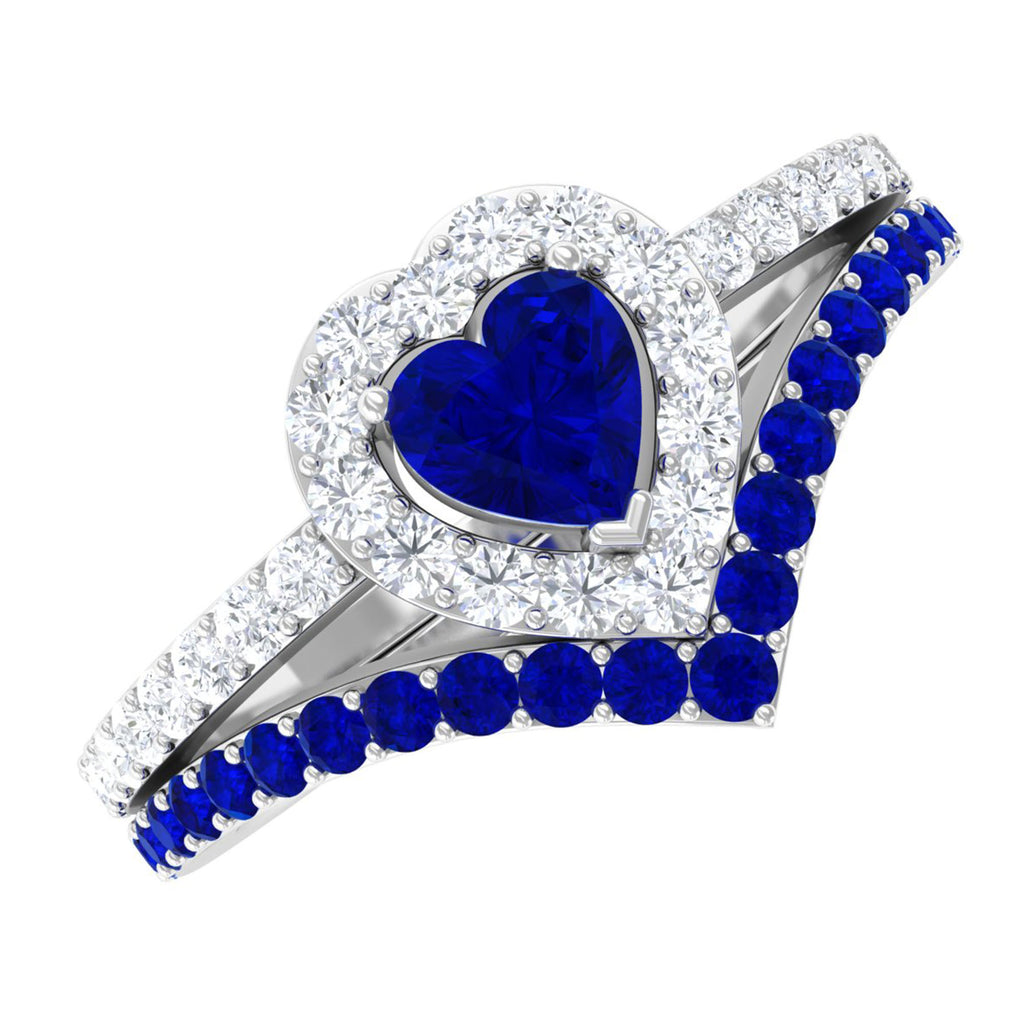 Heart Lab Created Blue Sapphire - Heart Cut Sapphire - Do Amore