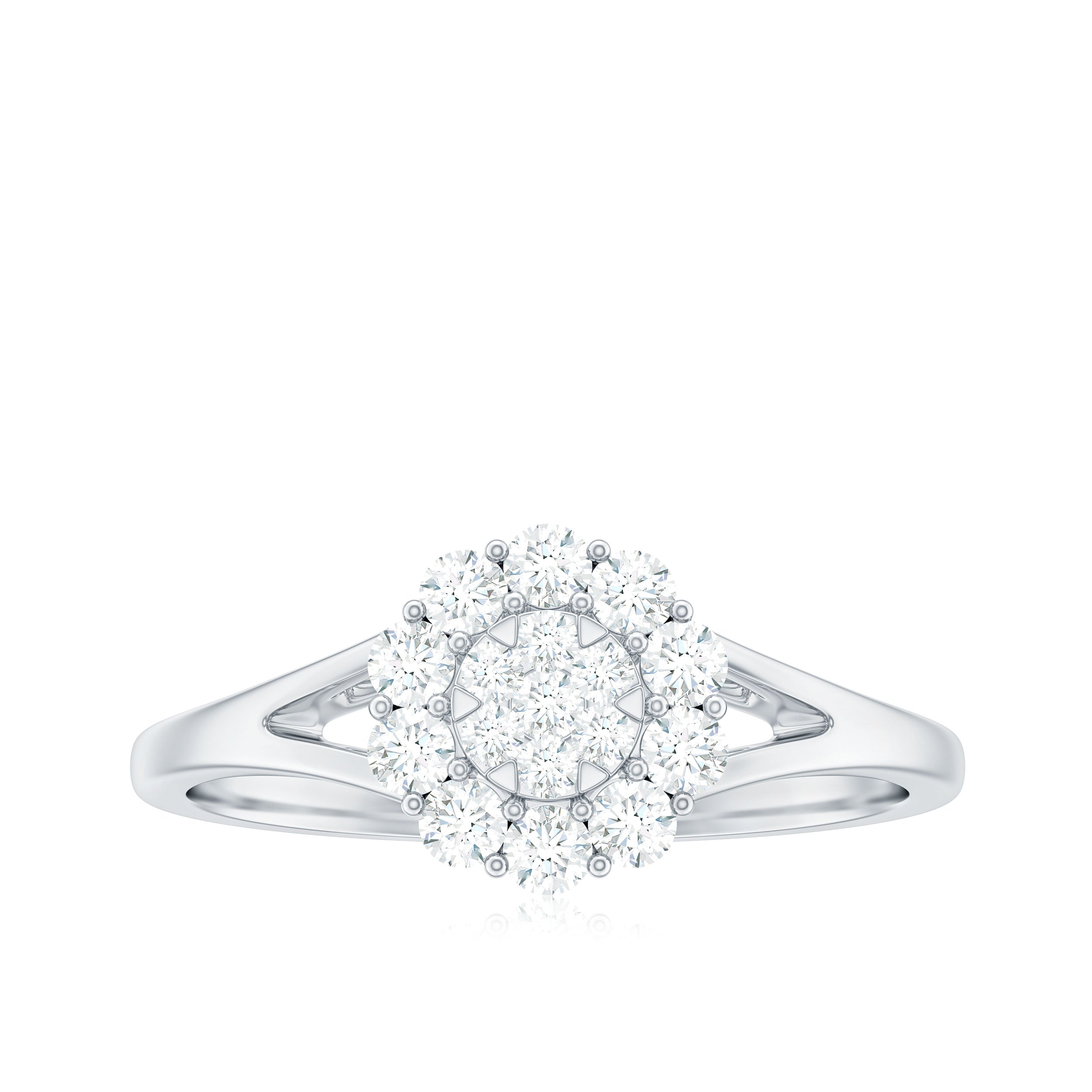 Certified Real Diamond Cluster Ring with Halo Natural - ( HI-SI ) - Rosec Jewels