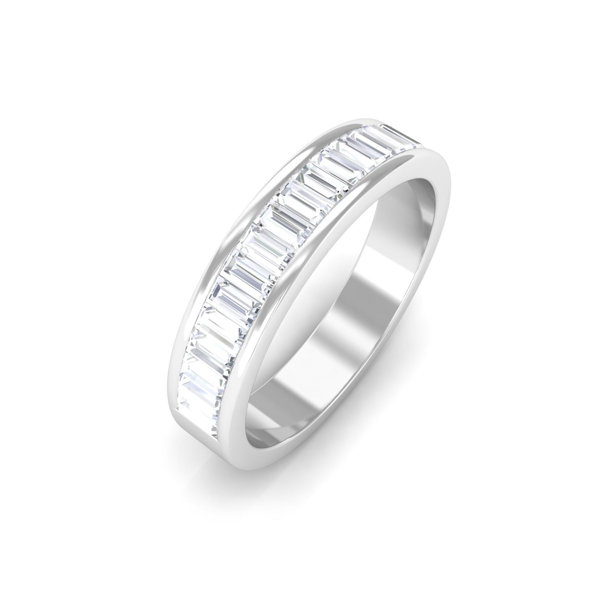Baguette Shape Diamond Half Eternity Band Ring Diamond - ( HI-SI ) - Color and Clarity - Rosec Jewels