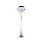 Real Blue Sapphire Princess Cut Blue Sapphire Engagement Ring with Diamond AAA - Rosec Jewels