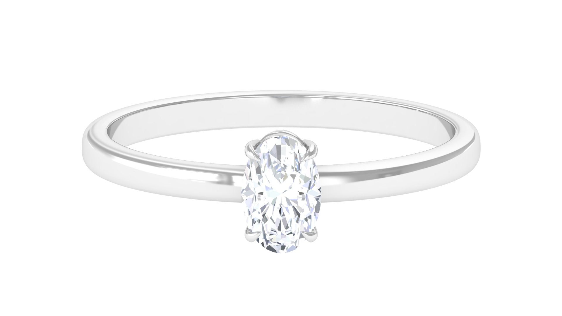 Rosec Jewels-Natural Oval Diamond Solitaire Promise Ring with Certificate