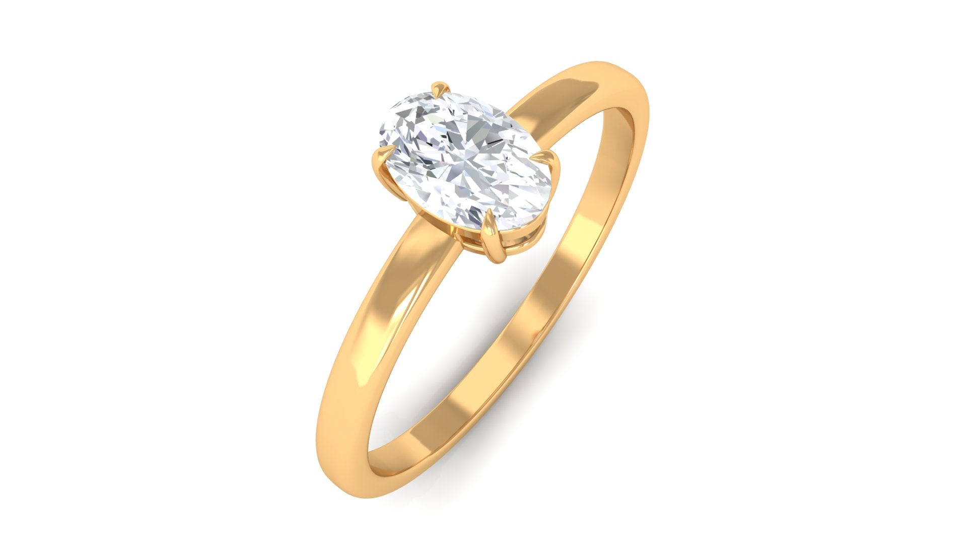 Rosec Jewels-Natural Oval Diamond Solitaire Promise Ring with Certificate