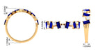 Genuine Baguette Blue Sapphire Half Eternity Ring with Diamond AAA - Rosec Jewels