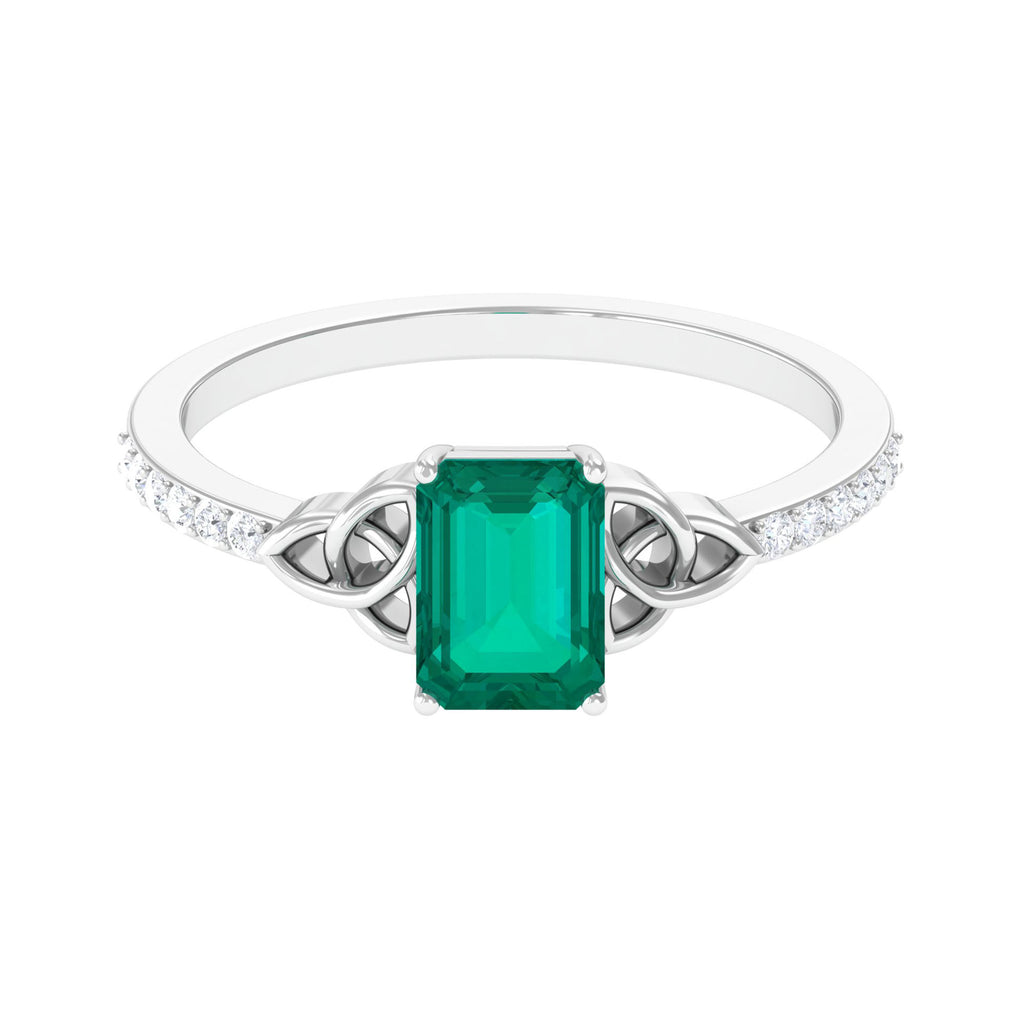 1.25 CT Octagon shape Emerald Celtic Engagement Ring with Diamond Emerald - ( AAA ) - Quality - Rosec Jewels