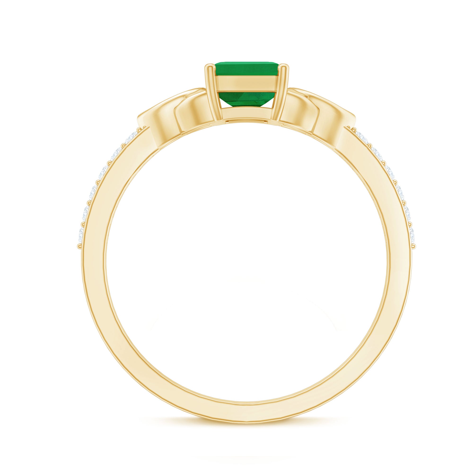 Rosec Jewels-Natural 5X7mm Emerald Cut Emerald Diamond Engagement Ring with Celtic Knot
