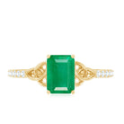 Rosec Jewels-Natural 5X7mm Emerald Cut Emerald Diamond Engagement Ring with Celtic Knot