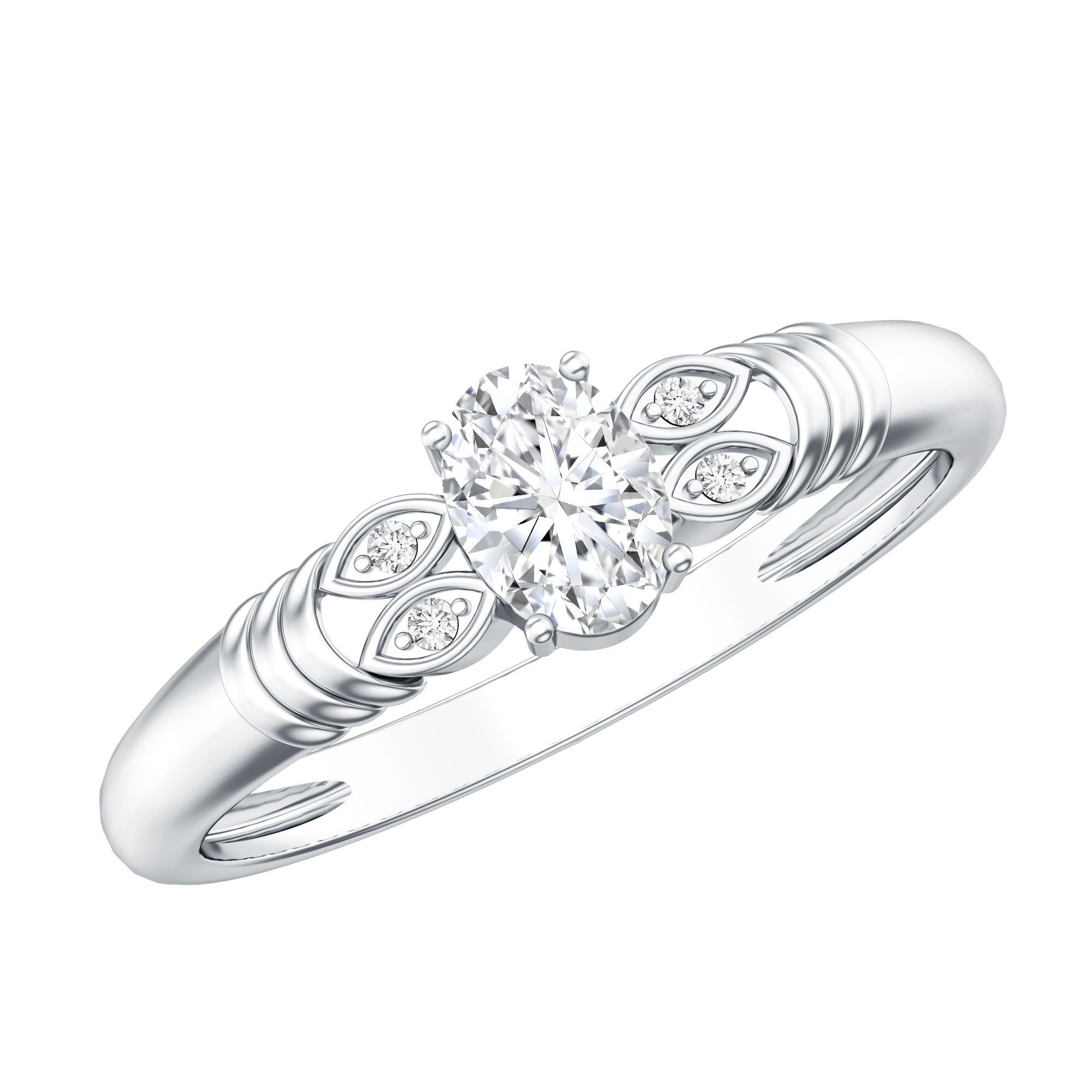 Rosec Jewels-Natural Oval Cut Diamond Solitaire Engagement Ring