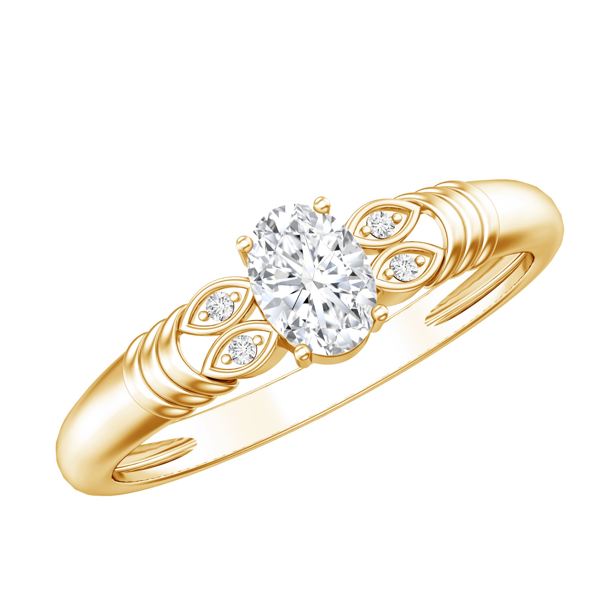 Rosec Jewels-Natural Oval Cut Diamond Solitaire Engagement Ring