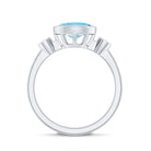 Bezel Set Aquamarine and Diamond East West Engagement Ring AAA - Rosec Jewels