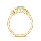 Bezel Set Aquamarine and Diamond East West Engagement Ring AAA - Rosec Jewels