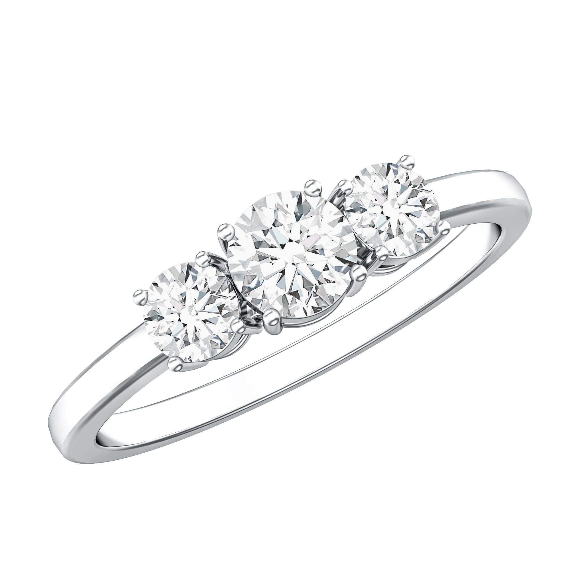 Rosec Jewels-Natural Diamond 3 Stone Engagement Ring with Certificate