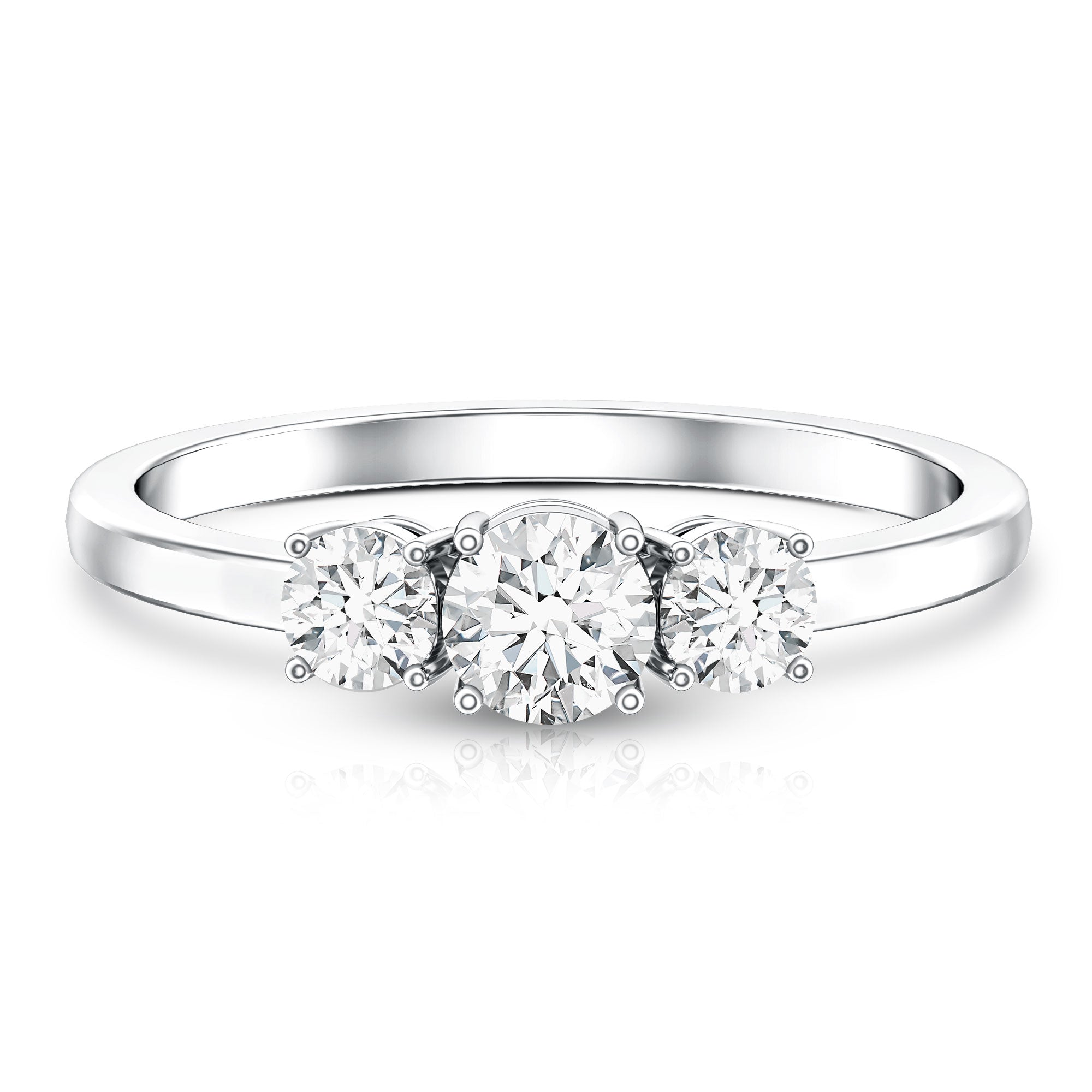 Rosec Jewels-Natural Diamond 3 Stone Engagement Ring with Certificate