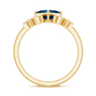 6mm Princess Cut London Blue Topaz Floral Engagement Ring with Diamond AAA - Rosec Jewels