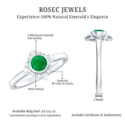 Rosec Jewels-Natural Bezel Set 5mm Emerald Flower Engagement Ring with Diamond