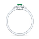 Rosec Jewels-Natural Bezel Set 5mm Emerald Flower Engagement Ring with Diamond