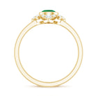 Rosec Jewels-Natural Bezel Set 5mm Emerald Flower Engagement Ring with Diamond