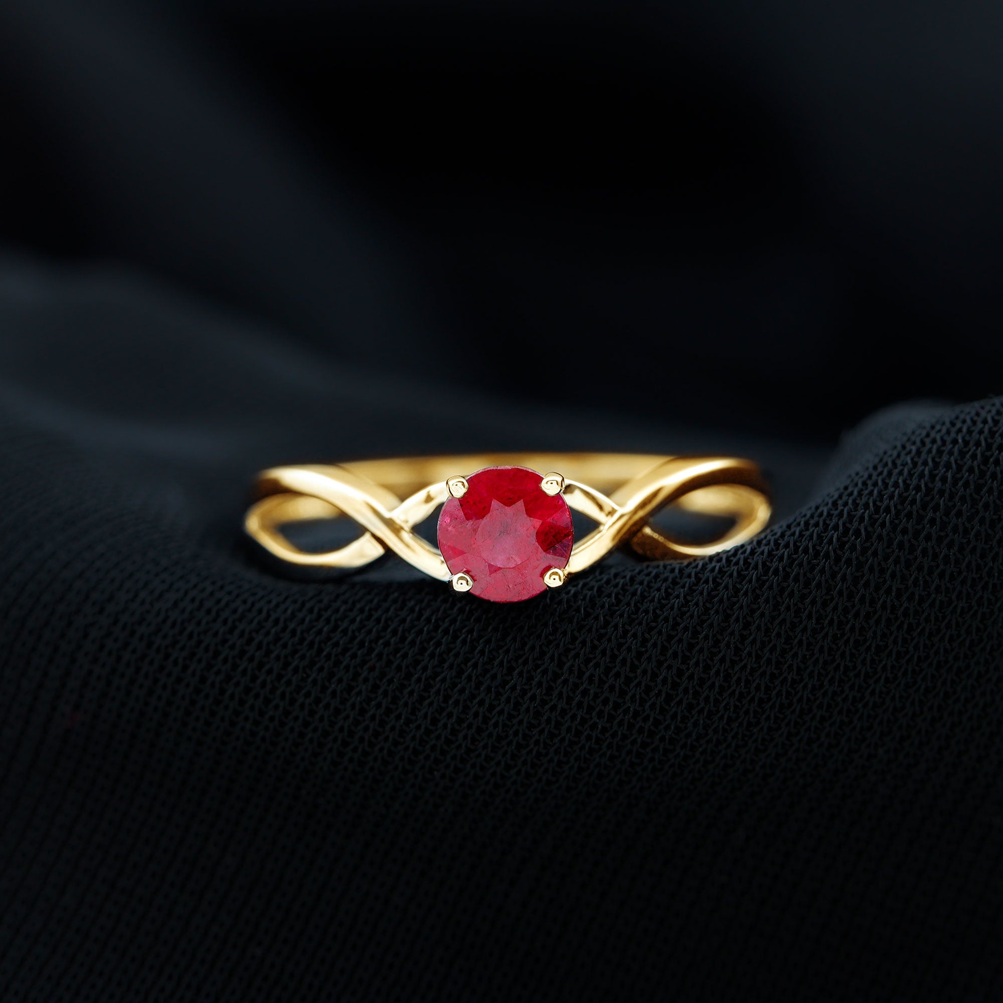 Rosec Jewels-Natural 0.6 Carat Ruby Promise Ring with Crossover Shank