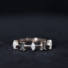 Baguette London Blue Topaz and Marquise Diamond Half Eternity Ring AAA - Rosec Jewels