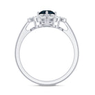Rosec Jewels-London Blue Topaz Floral Engagement Ring with Diamond