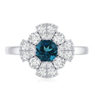 Rosec Jewels-London Blue Topaz Floral Engagement Ring with Diamond