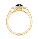 Rosec Jewels-London Blue Topaz Floral Engagement Ring with Diamond