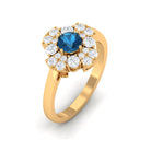 2 CT London Blue Topaz Flower Engagement Ring with Diamond London Blue Topaz - ( AAA ) - Quality - Rosec Jewels