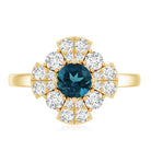 Rosec Jewels-London Blue Topaz Floral Engagement Ring with Diamond