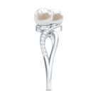 Rosec Jewels-Cultured Freshwater Pearl Toi Et Moi Engagement Ring with Diamond