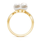 Rosec Jewels-Cultured Freshwater Pearl Toi Et Moi Engagement Ring with Diamond