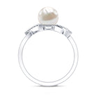 Freshwater Pearl Solitaire Crossover Engagement Ring with Diamond AAA - Rosec Jewels