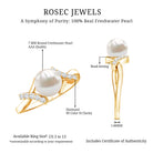 Freshwater Pearl Solitaire Crossover Engagement Ring with Diamond AAA - Rosec Jewels