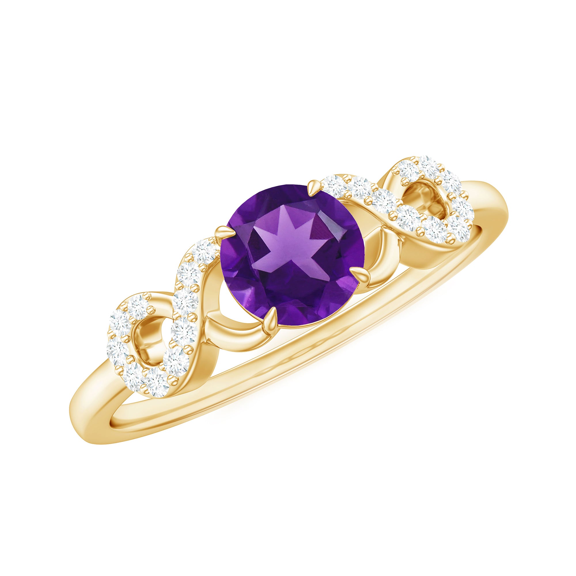 Rosec Jewels-Natural Amethyst Engagement Ring with Diamond Infinity Knot