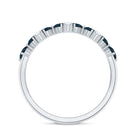 Rosec Jewels-Pear Shape London Blue Topaz Half Eternity Band with Lab Made Diamond