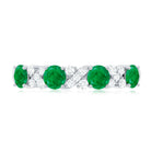 Natural Emerald Diamond Half Eternity Anniversary Band with Certificate AAA - Rosec Jewels