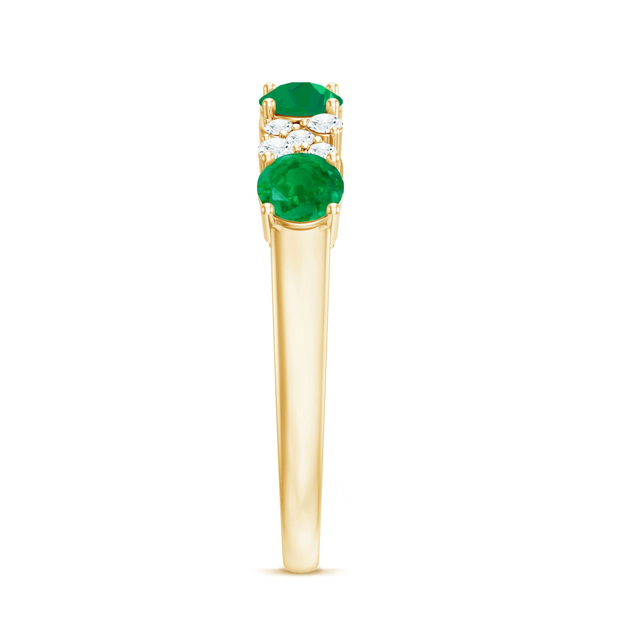 Natural Emerald Diamond Half Eternity Anniversary Band with Certificate AAA - Rosec Jewels