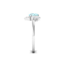 Rosec Jewels-Real Round Aquamarine and Diamond Flower Engagement Ring with Certificate