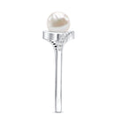 Rosec Jewels-Freshwater Pearl Solitaire Bypass Engagement Ring with Diamond Accent
