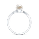 Rosec Jewels-Freshwater Pearl Solitaire Bypass Engagement Ring with Diamond Accent