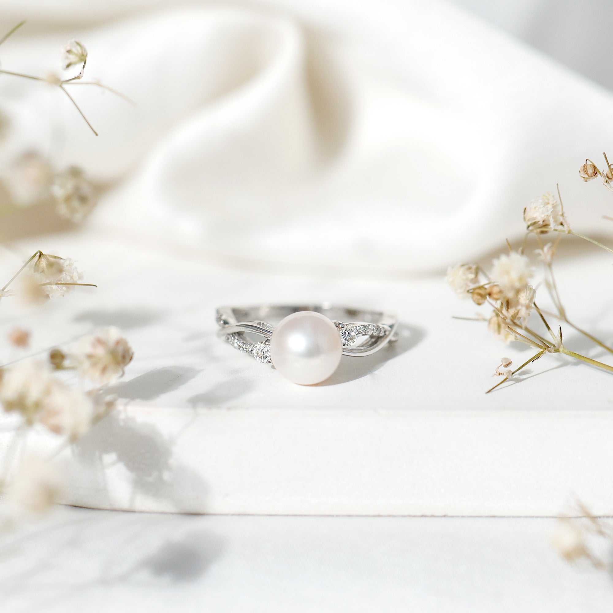 アクセサリー PEARL RING Kosa - Cross Silver Blue Gray Semi Baroque Akoya Pearl Ring – MENTOSEN