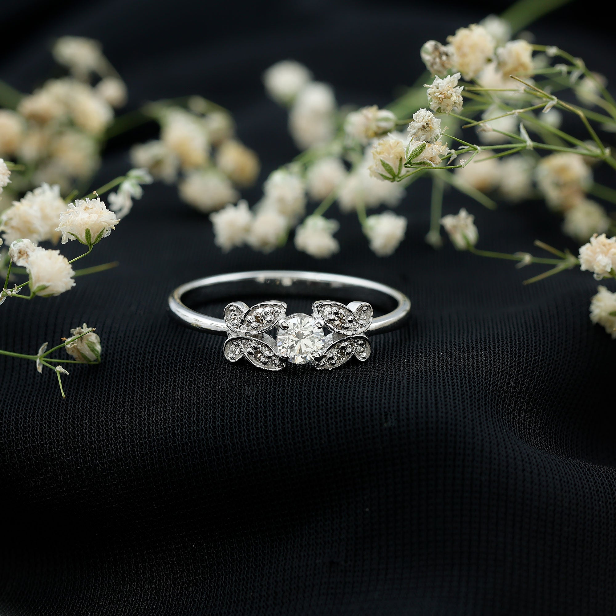 Rosec Jewels-Round Cut Diamond Nature Engagement Ring