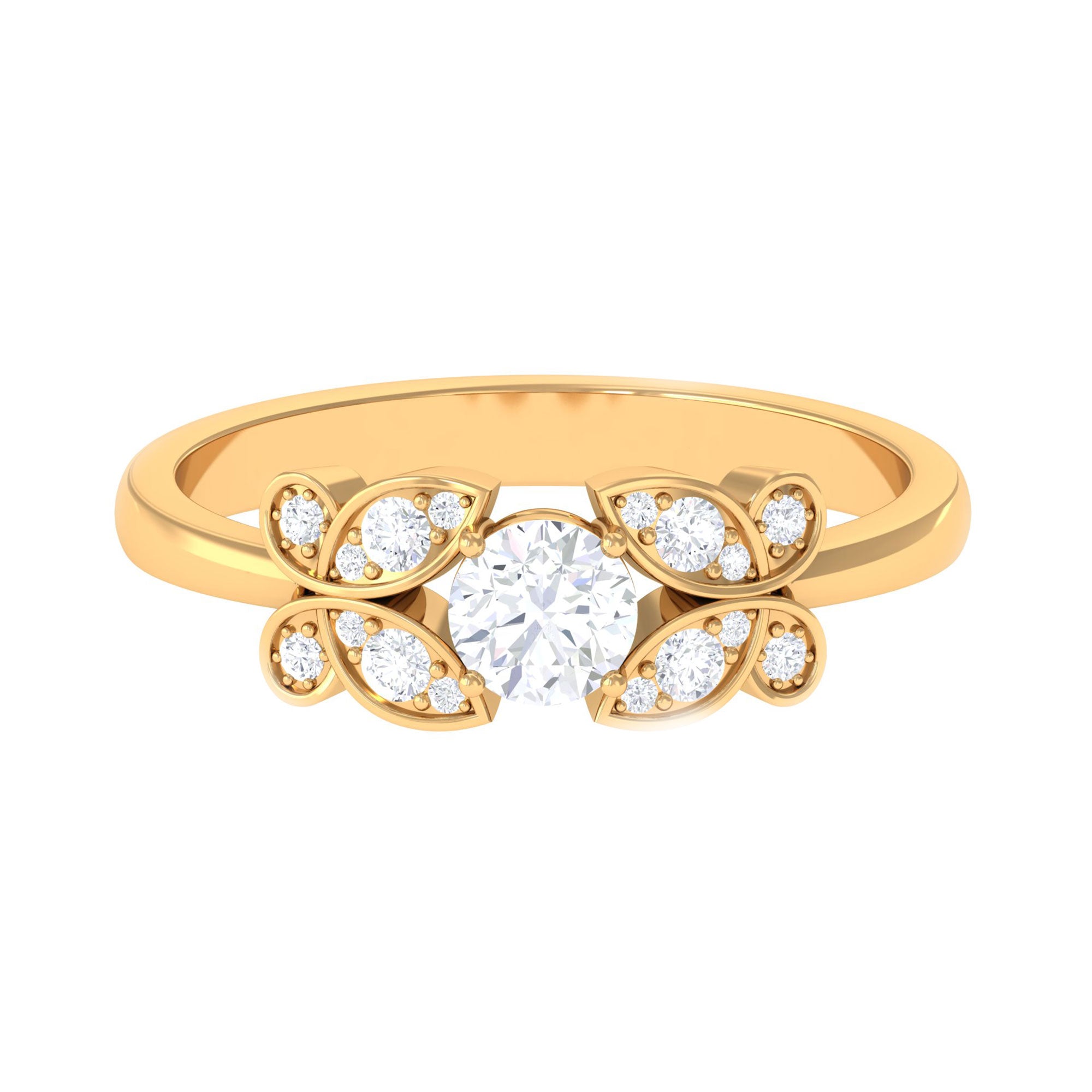 Rosec Jewels-Round Cut Diamond Nature Engagement Ring