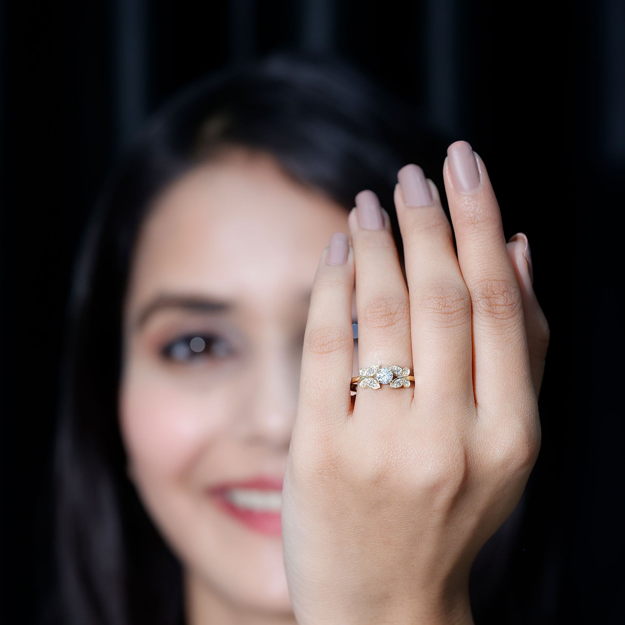 Rosec Jewels-Round Cut Diamond Nature Engagement Ring