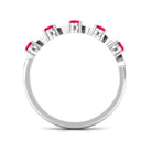 Real Pear Shape Ruby Half Eternity Ring with Diamond for Women AAA - Rosec Jewels