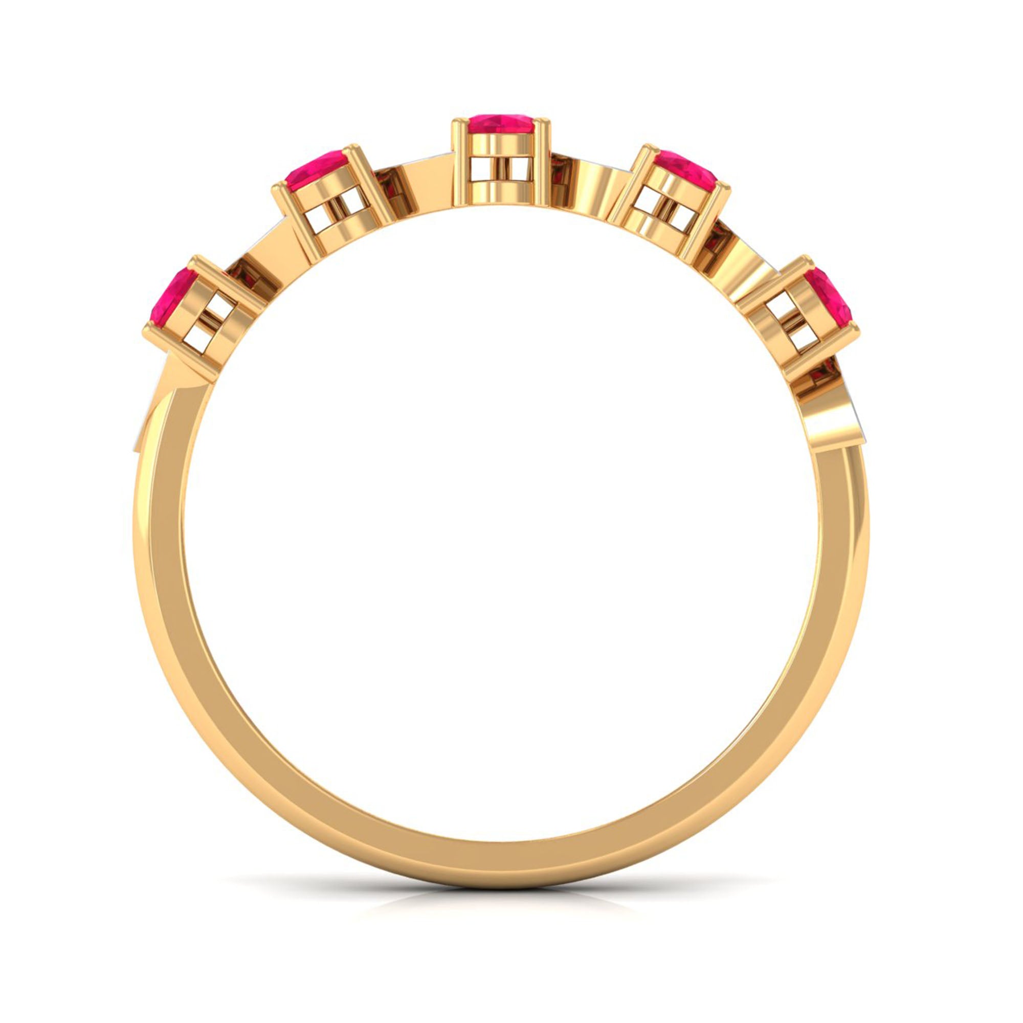 Rosec Jewels-Real Pear Shape Ruby Half Eternity Ring with Diamond for Women