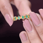 Lab-Created Emerald and Yellow Sapphire Half Eternity Ring Lab Created Yellow Sapphire - ( AAAA ) - Quality - Rosec Jewels