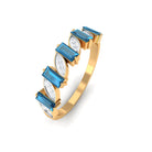 Baguette London Blue Topaz and Diamond Designer Eternity Band AAA - Rosec Jewels
