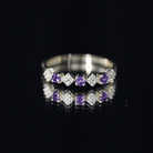 Rosec Jewels-Real Amethyst Half Eternity Ring with Diamond for Women