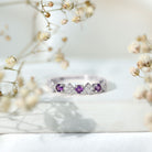 Rosec Jewels-Real Amethyst Half Eternity Ring with Diamond for Women