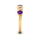 Natural Oval Amethyst Half Eternity Ring with Diamond AAA - Rosec Jewels